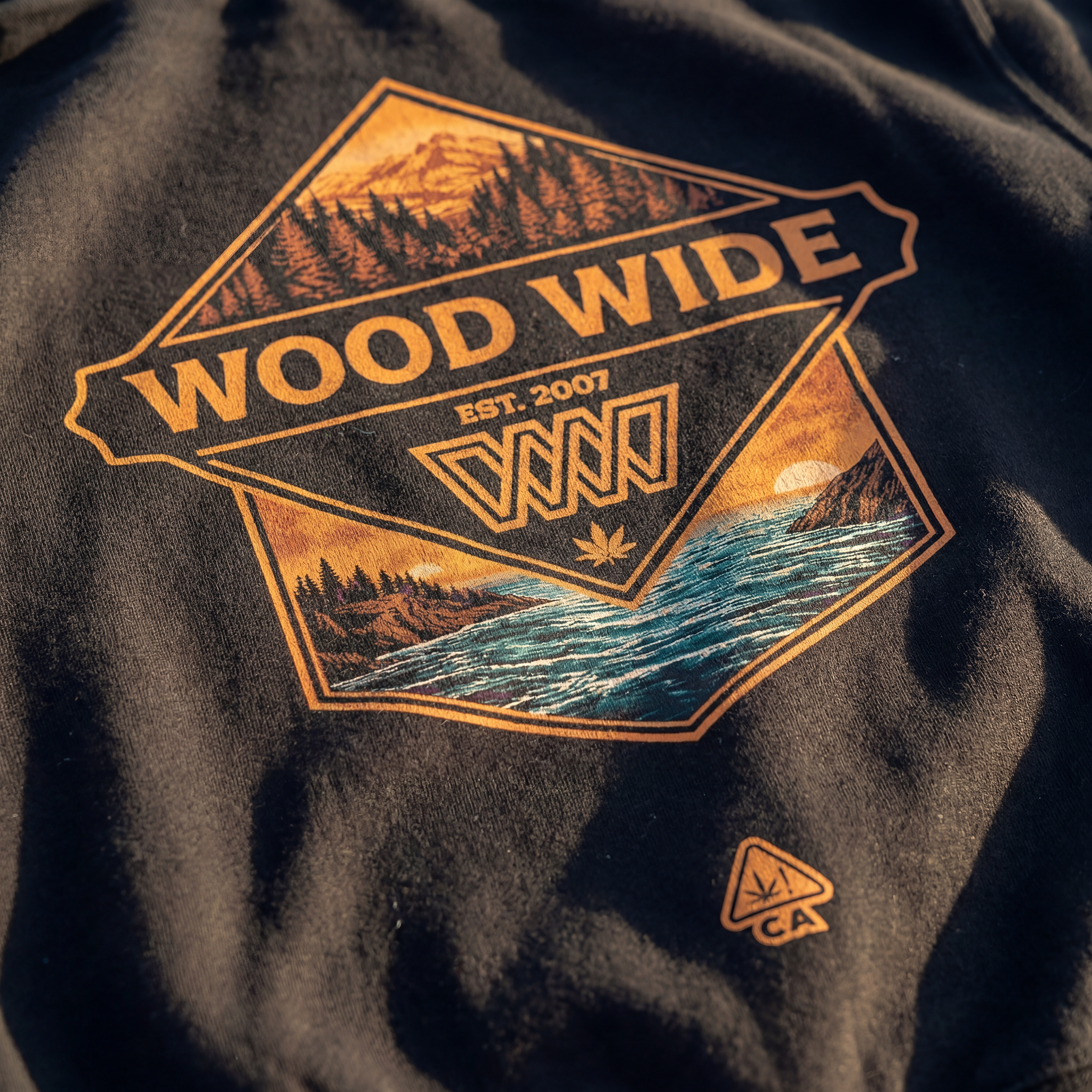 Wood Wide “Coastal Crest” Heavyweight Hoodie – Black
